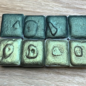 metallic Aquarellfarbe ancient Green - handgemacht - halbes Näpfchen