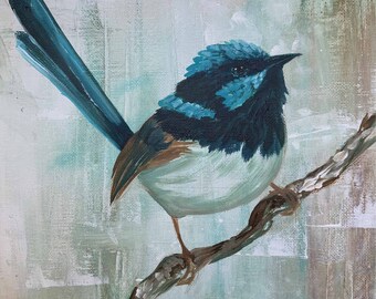 Original Acrylmalerei Fairy-Wren