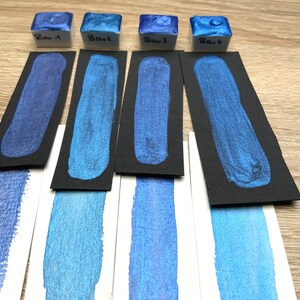 metallic Aquarellfarbe Blau handgemacht - halbes Näpfchen