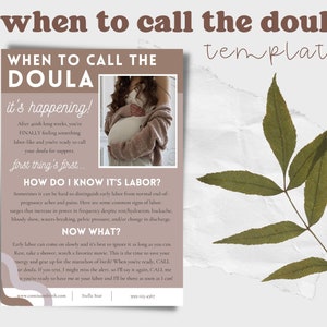 When to call the doula | When to call the midwife | When to call the photographer | template | birthwork | canva template