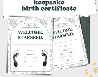 celestial newborn keepsake | homebirth midwife | client gift | footprints