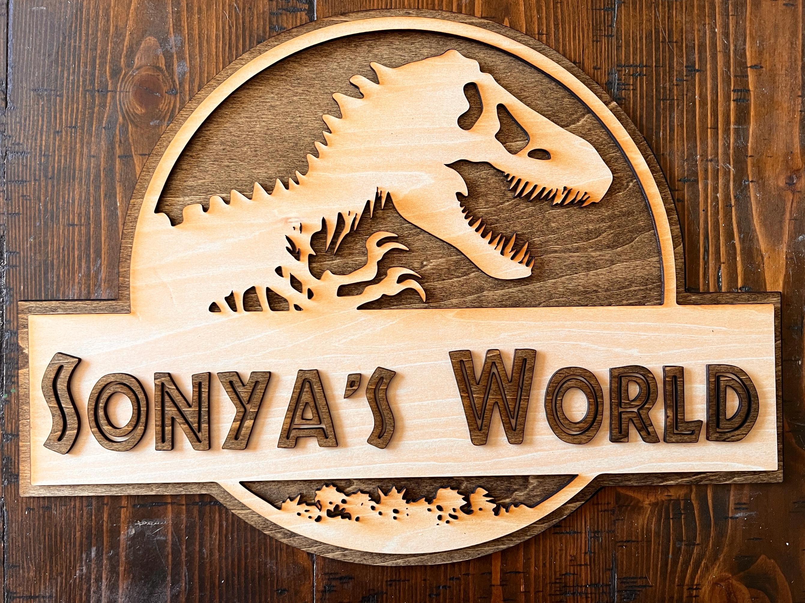 USJ - ジュラシックパーク　ディスプレイサイン1　ノベルティ Personalised Jurassic World Park 3D Wooden Sign | Gift Ideas - Etsy