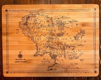 Map inspired by Middle Earth Cutting Board Charcuterie