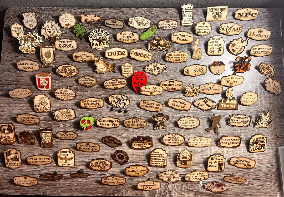 Renaissance Themed Wooden Pins Grab Bag | 20 Ren Faire Badges - Etsy