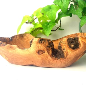 Large Rustic Oval Fruit Bowl, Olive Wood Centrepiece, Handmade Salad Bowl, Wooden Serving Bowl, Zero Waste Gift, Food Safe Wood Bowls, 30cm