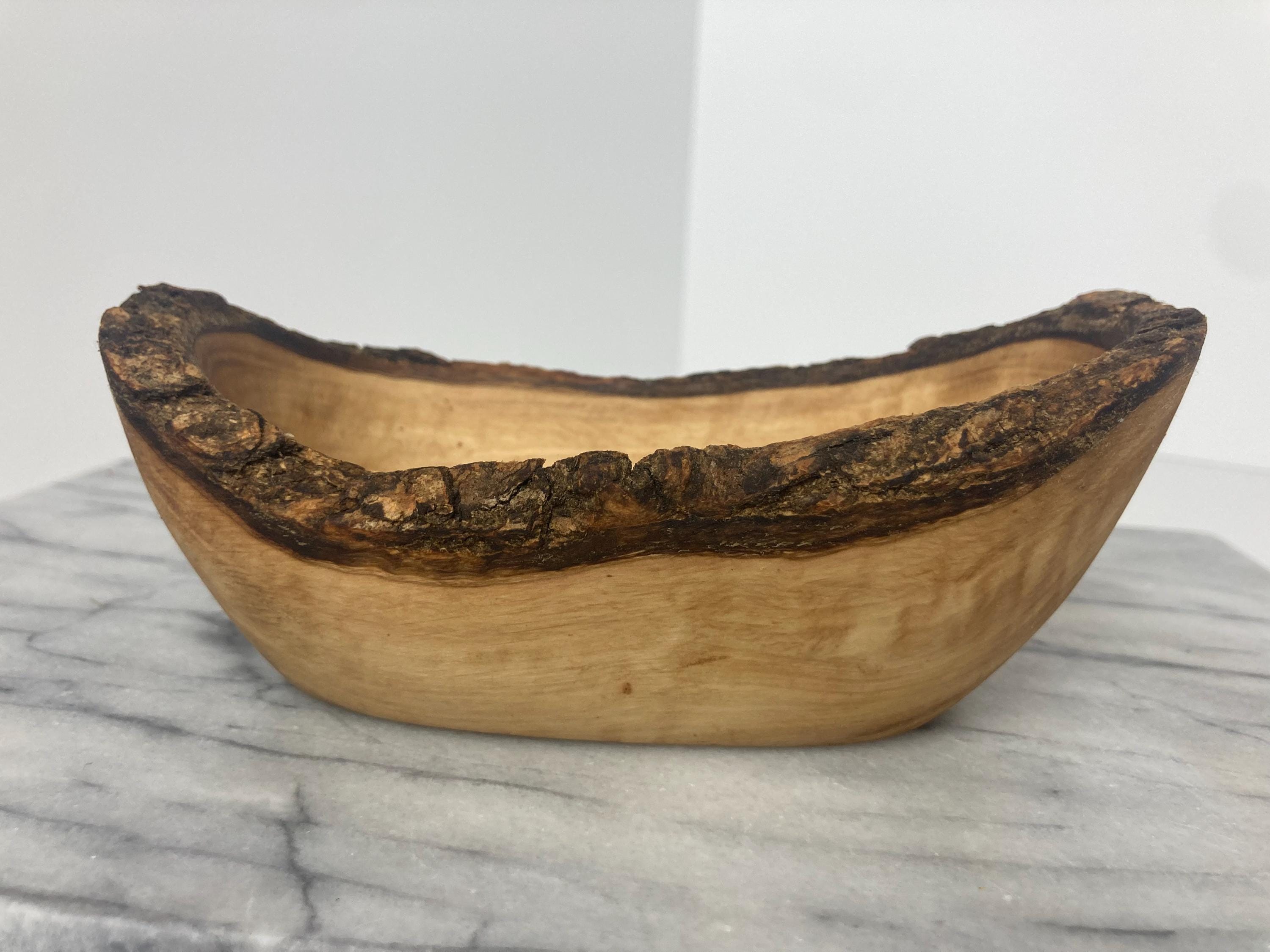 Ciotola In Legno D'Ulivo Naturale - Handmade, Decorativa, Porta Oggetti, 16-17cm