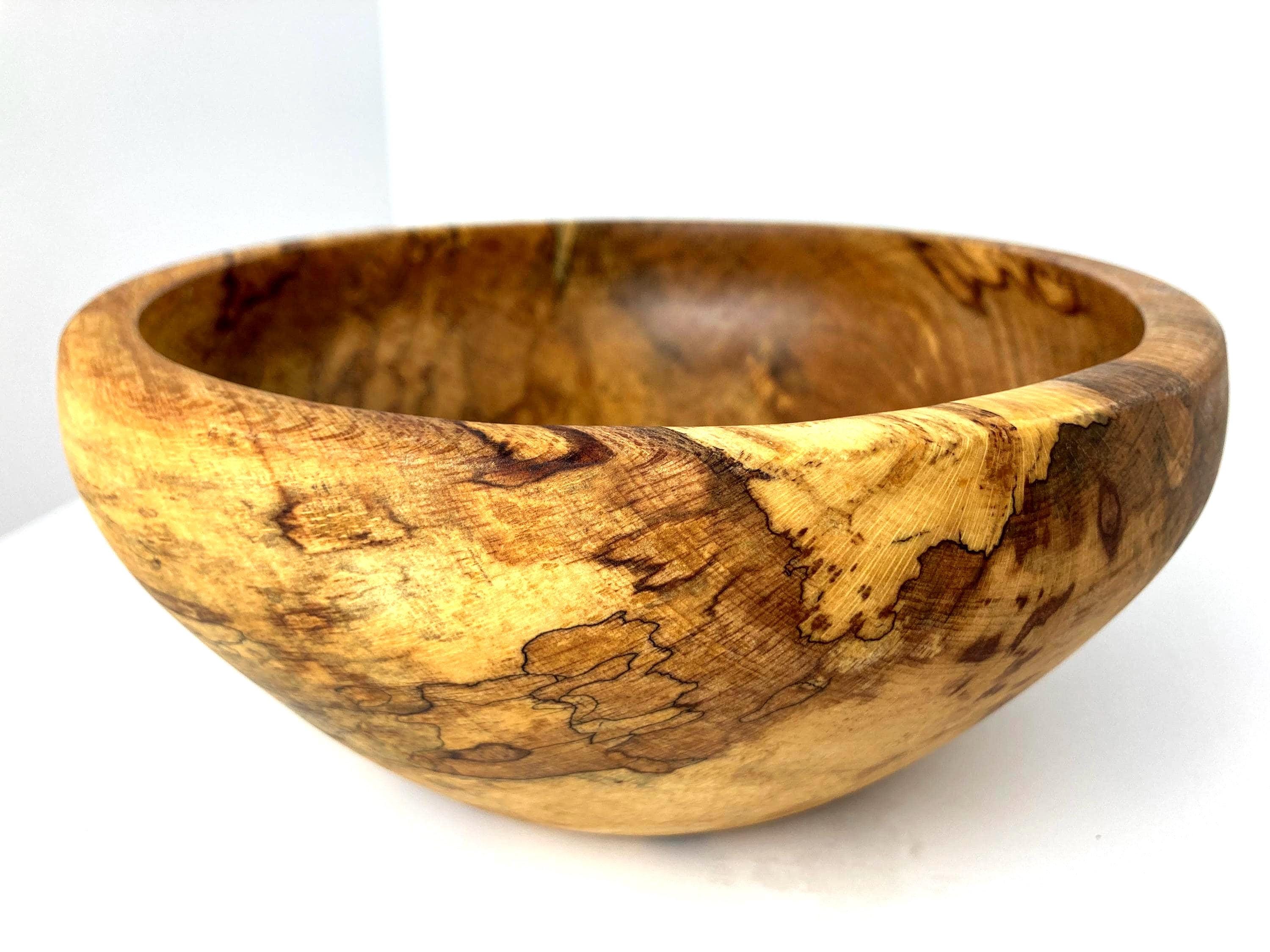 Handcrafted Spalted Beach Wood Fruit Bowl - Rustic Home Decor (20cm)