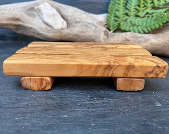 Handmade Rustic Olive Wood Slatted Soap Dish, Unique Gift, Artisan Made, Bathroom Decor, Spa, Natural Gift, Eco Friendly 12cm x 7cm