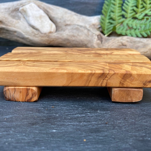 Handmade Rustic Olive Wood Slatted Soap Dish, Unique Gift, Artisan Made, Bathroom Decor, Spa, Natural Gift, Eco Friendly 12cm x 7cm