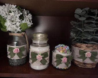 Mangas de arpillera estilo shabby chic - Rosa rosa vintage