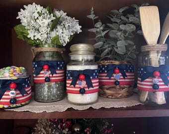Shabby Chic-ärmar i säckväv - Patriotiska