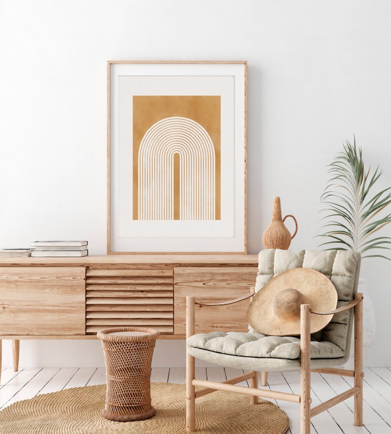 Neutral Wall Art Abstract Rainbow Mid Century Wall Art Desert Sand Color Minimalistic Print Boho Rainbow Gicl\u00e9e Print Print Download