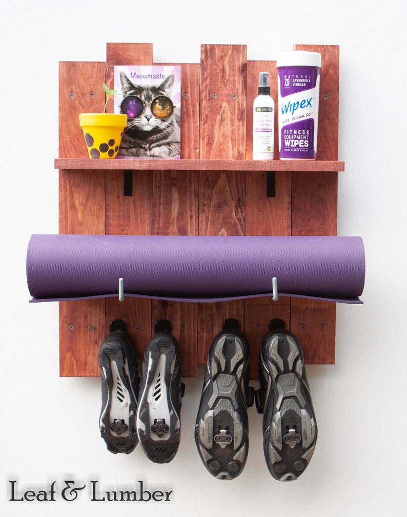 Yoga Mat Holder With Accessory Hooks Etsy