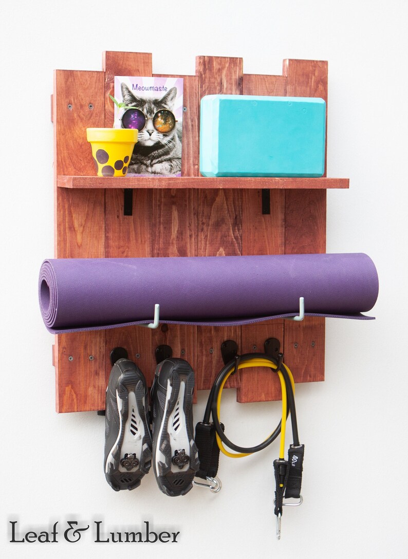 Yoga Mat Holder With Accessory Hooks Etsy