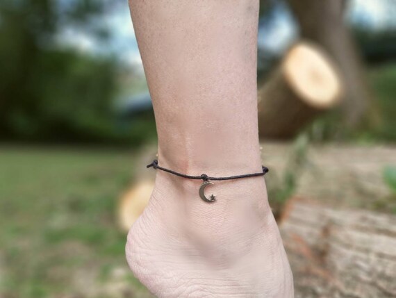 Moon Anklet Cotton Anklet Minimal Anklet Plain Anklet Unisex