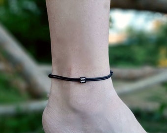 Personalised zodiac anklet, custom anklet, cotton anklet, minimal anklet, plain anklet, unisex anklet, ankle bracelet, handmade jewelry