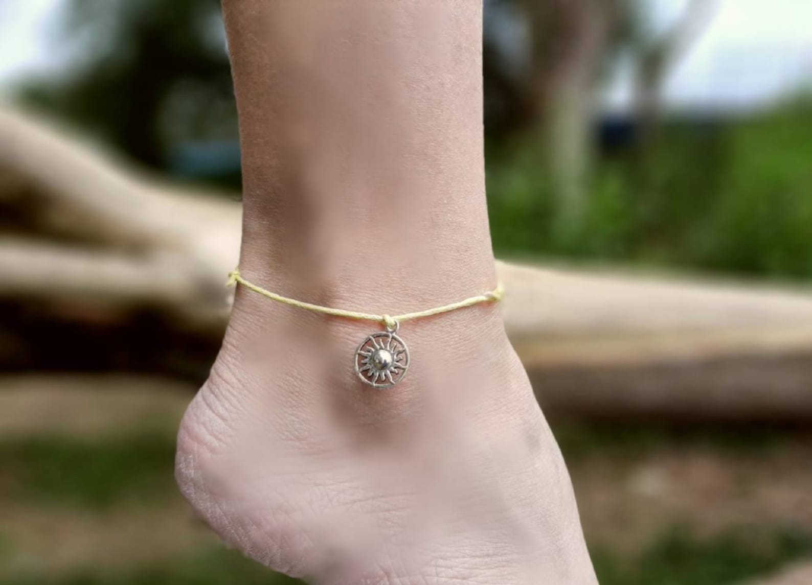Sun Anklet, Cotton Anklet, Minimal Anklet, Unisex Anklet Plain Anklet