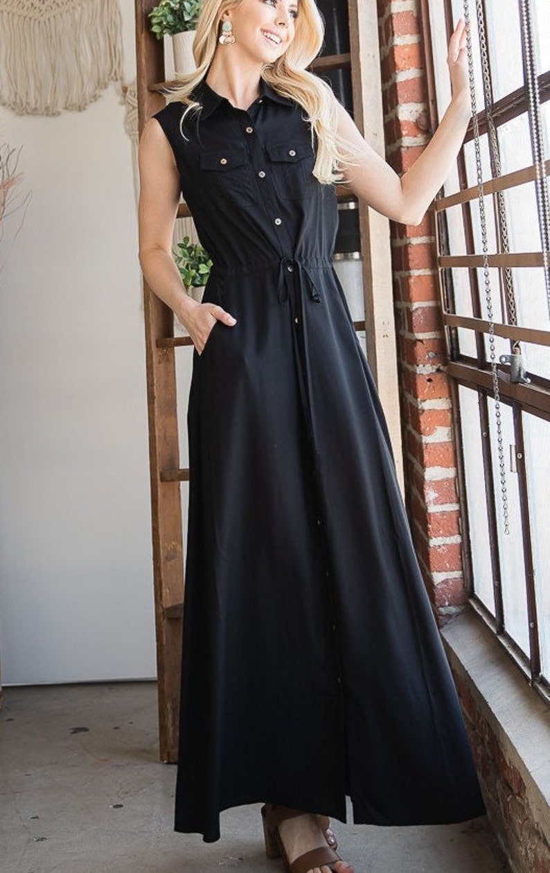 Button Down Maxi Dress Etsy