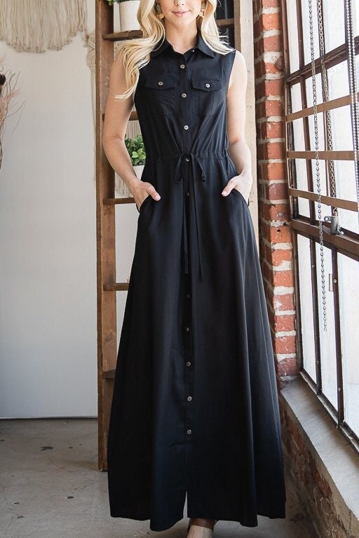 Floor length button down clearance dress