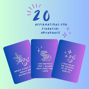 Atraiga la prosperidad en 2025: conjunto de 20 tarjetas de afirmación imprimibles para la mentalidad del dinero y la riqueza