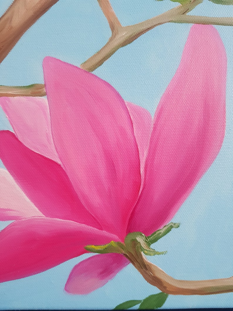 FLOWER painting MAGNOLIA oil painting on canvas blooming Etsy