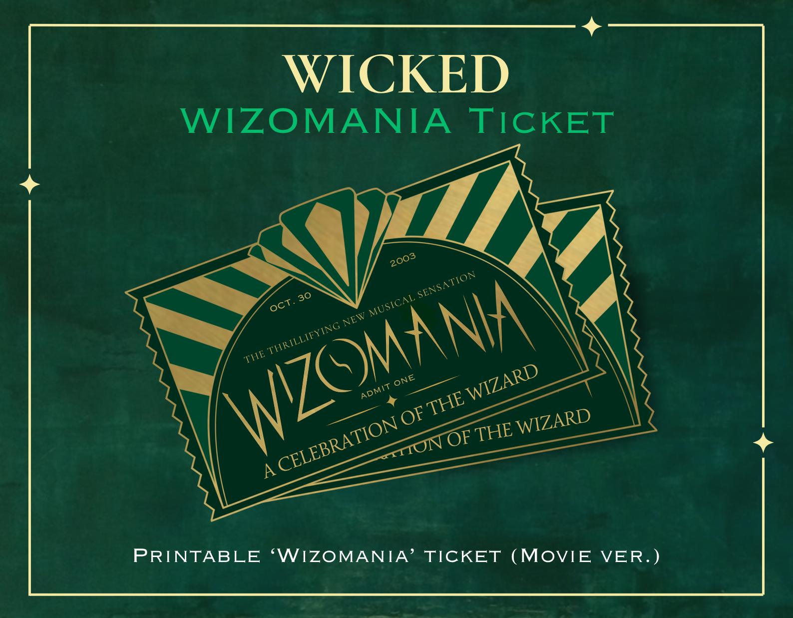 ウィキッド・ミュージカルのチケット印刷可能 – WIZOMANIAレプリカ
