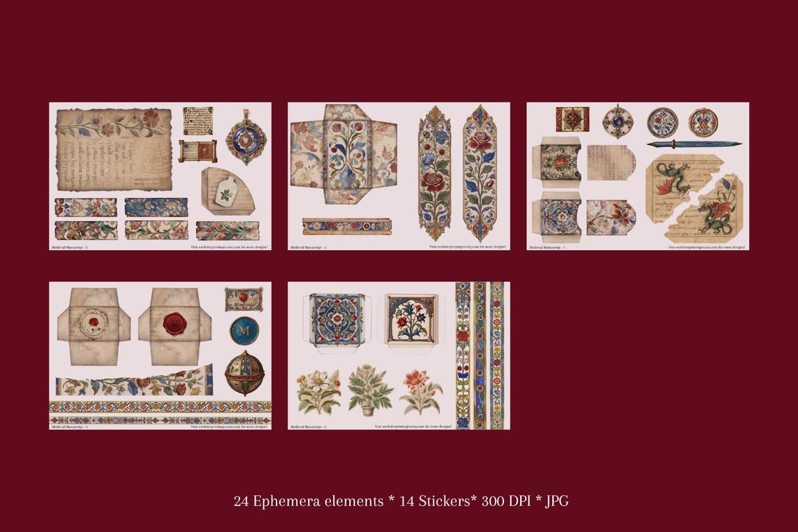 Castlecore Medieval Junk Journal Kit Medieval Botanical Kit Printable ...