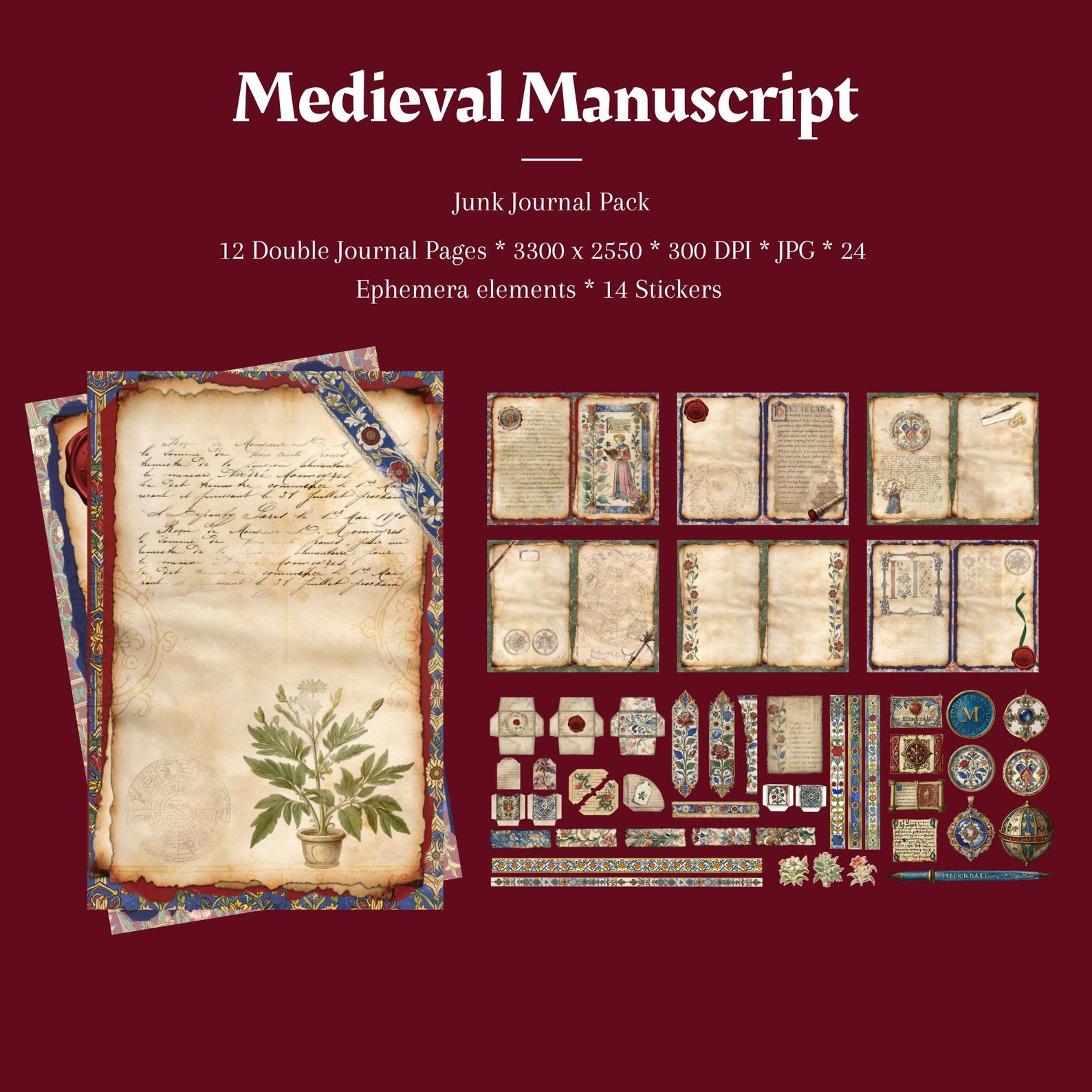 Castlecore Medieval Junk Journal Kit Medieval Botanical Kit Printable ...