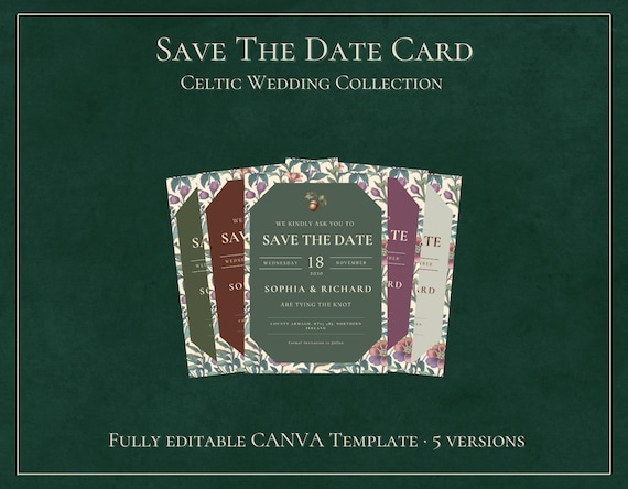 Save The Date Wedding Card Celtic Wedding Save The Date Template Elven Wedding Save The Date Fully Editable Medieval Wedding Save The Date