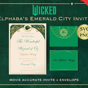 Wicked Elphaba Invite Emerald City Invitation Digital Download Printable Wizard of Oz Invite Elphaba Wicked Movie Prop Replica Movie Cosplay