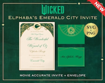 Invito Wicked Elphaba Invito a Emerald City Download digitale Invito stampabile Il mago di Oz Elphaba Wicked Replica di oggetti di scena del film Cosplay del film