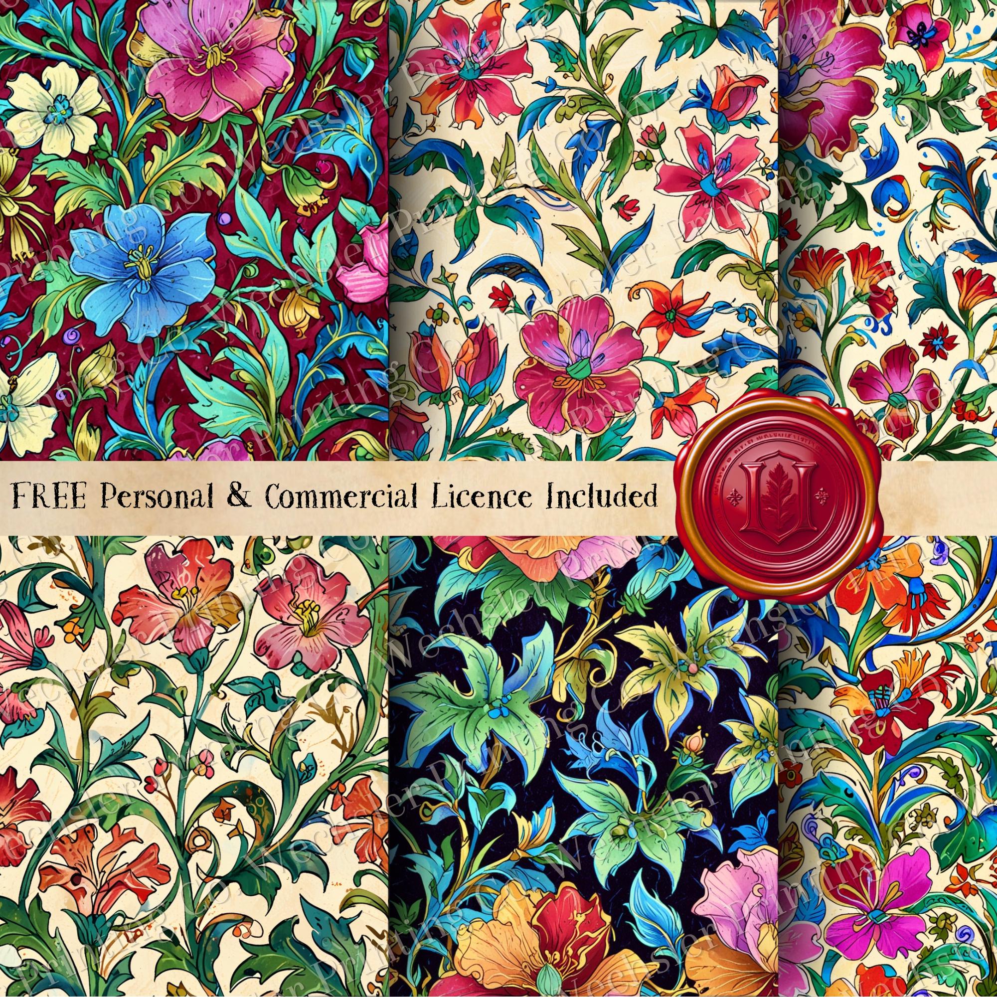 Medieval Renaissance Patterns 12 Medieval Renaissance Patterns, Illuminated Manuscript Floral ...