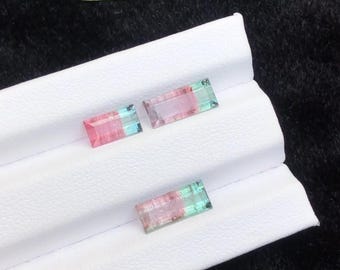 3.65ct Natural Watermelon Tourmaline loose Gemstone Set Ring & Earring Pieces