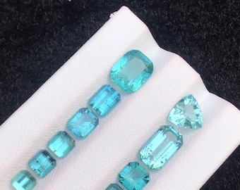 Lagoon Blue Tourmaline Gemstones: Afghanistan Origin, Mixed Cut weight 8.20ct Parcel