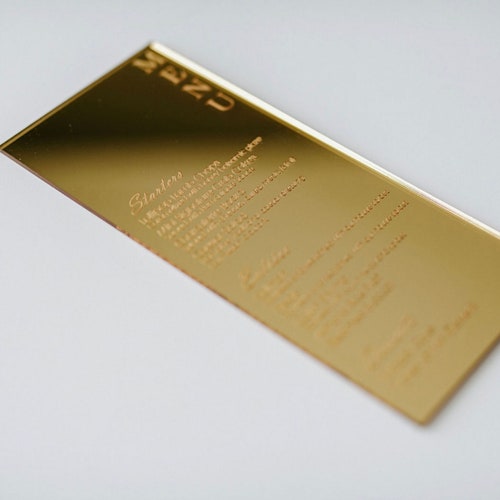 Engraved Mirror Acrylic Menu Etsy