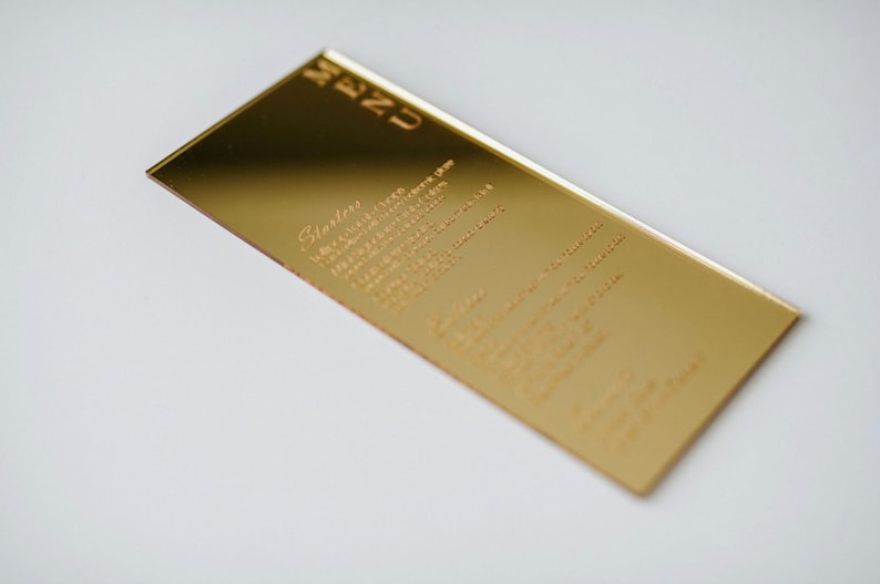 Engraved Mirror Acrylic Menu Etsy