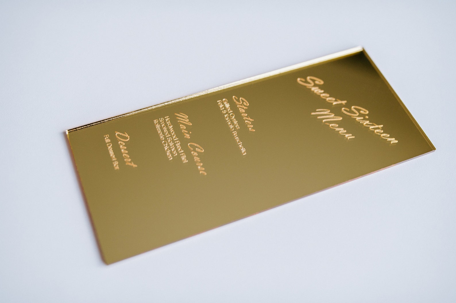 Engraved Mirror Acrylic Menu Etsy