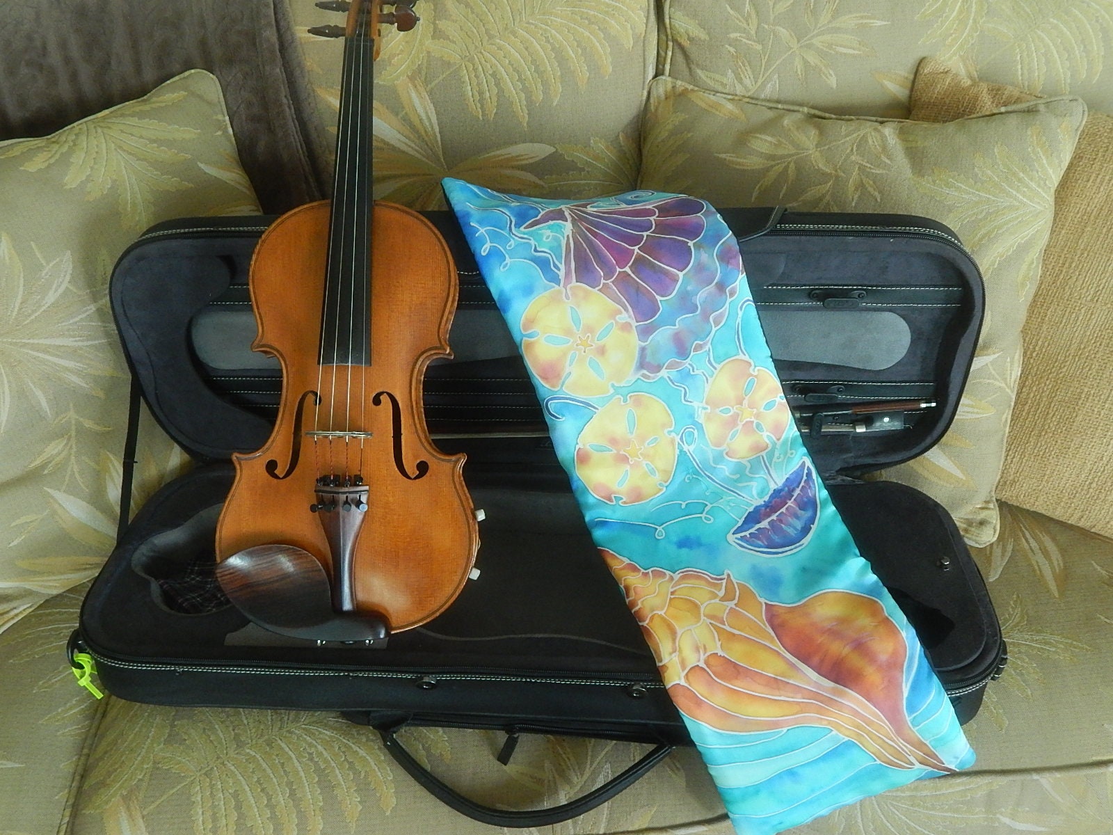 Conch shell and sand dollars hand Painted Silk Violin Blanket Etsy