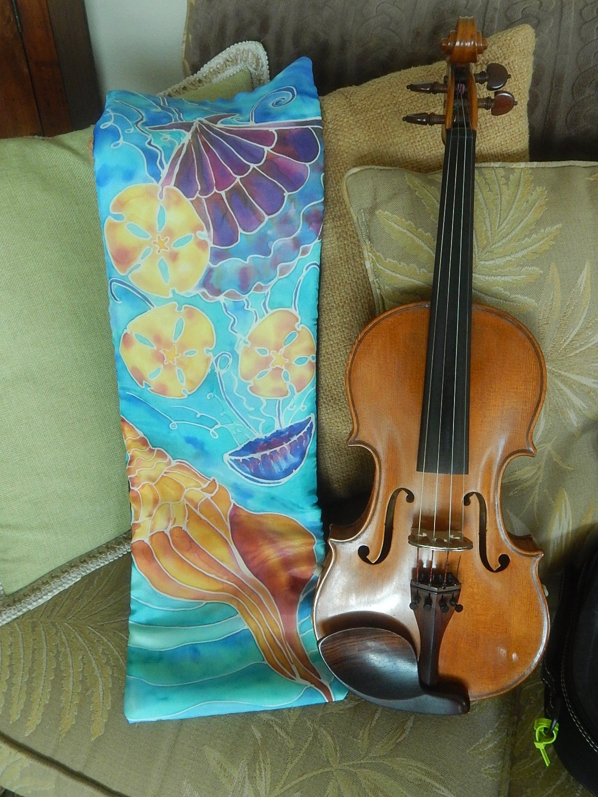 Conch Shell and Sand Dollars Hand Painted Silk Violin Blanket Etsy UK