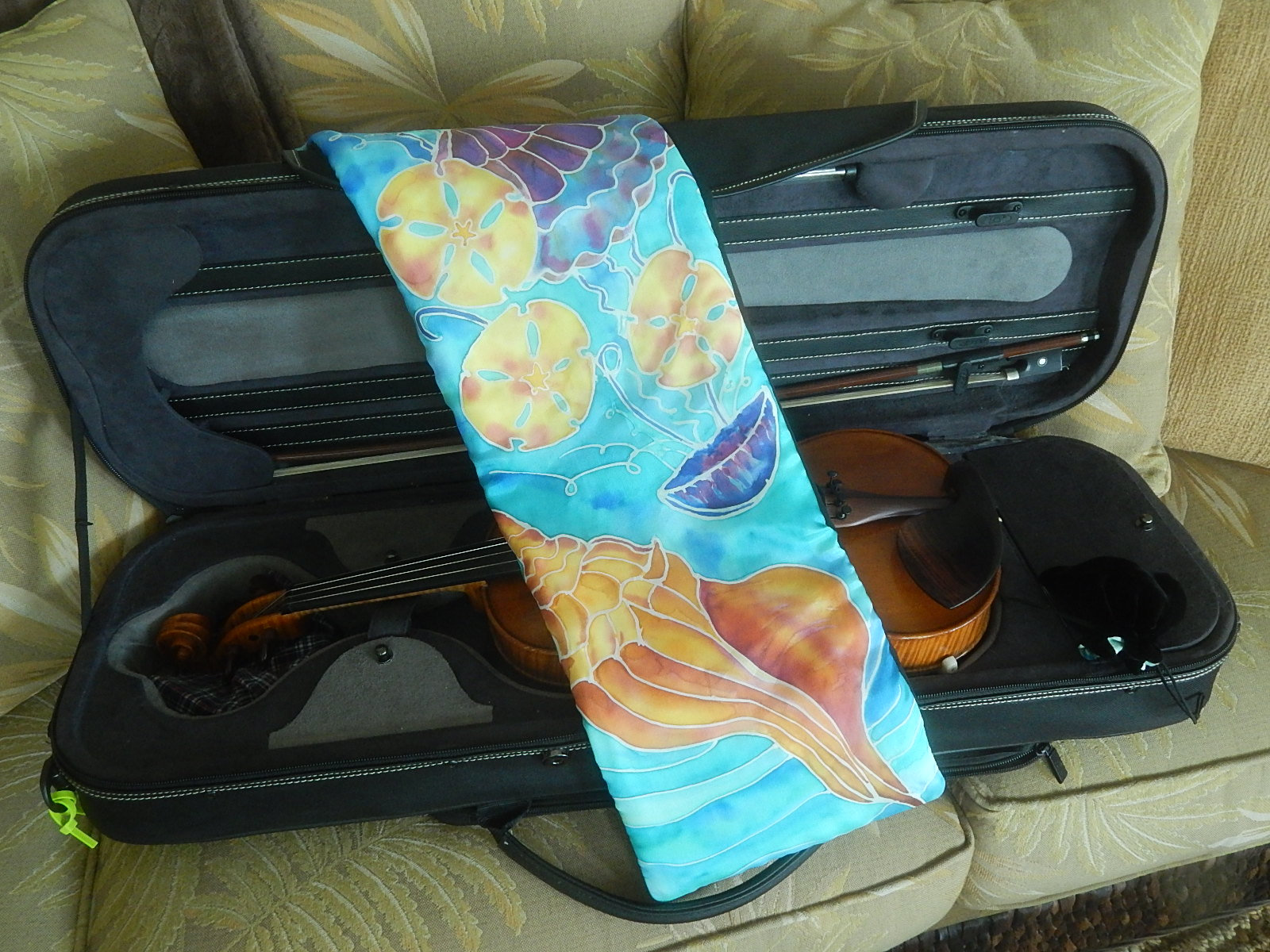 Conch shell and sand dollars hand Painted Silk Violin Blanket Etsy