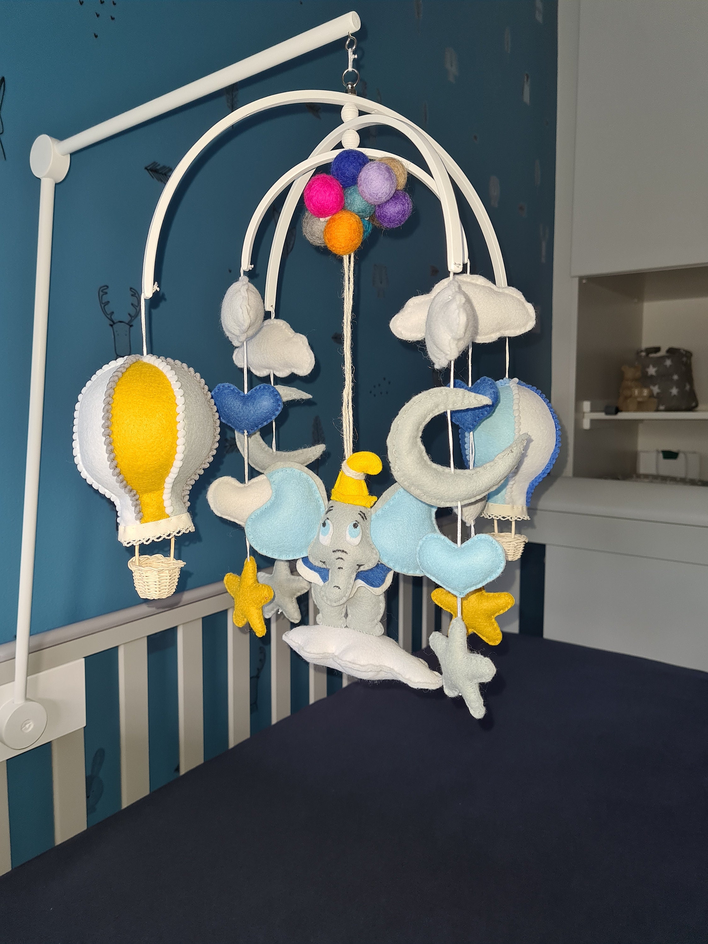 Nursery Mobile, Hanging Toys, Baby Mobile, Dumbo Mobile, Balloons, Cot