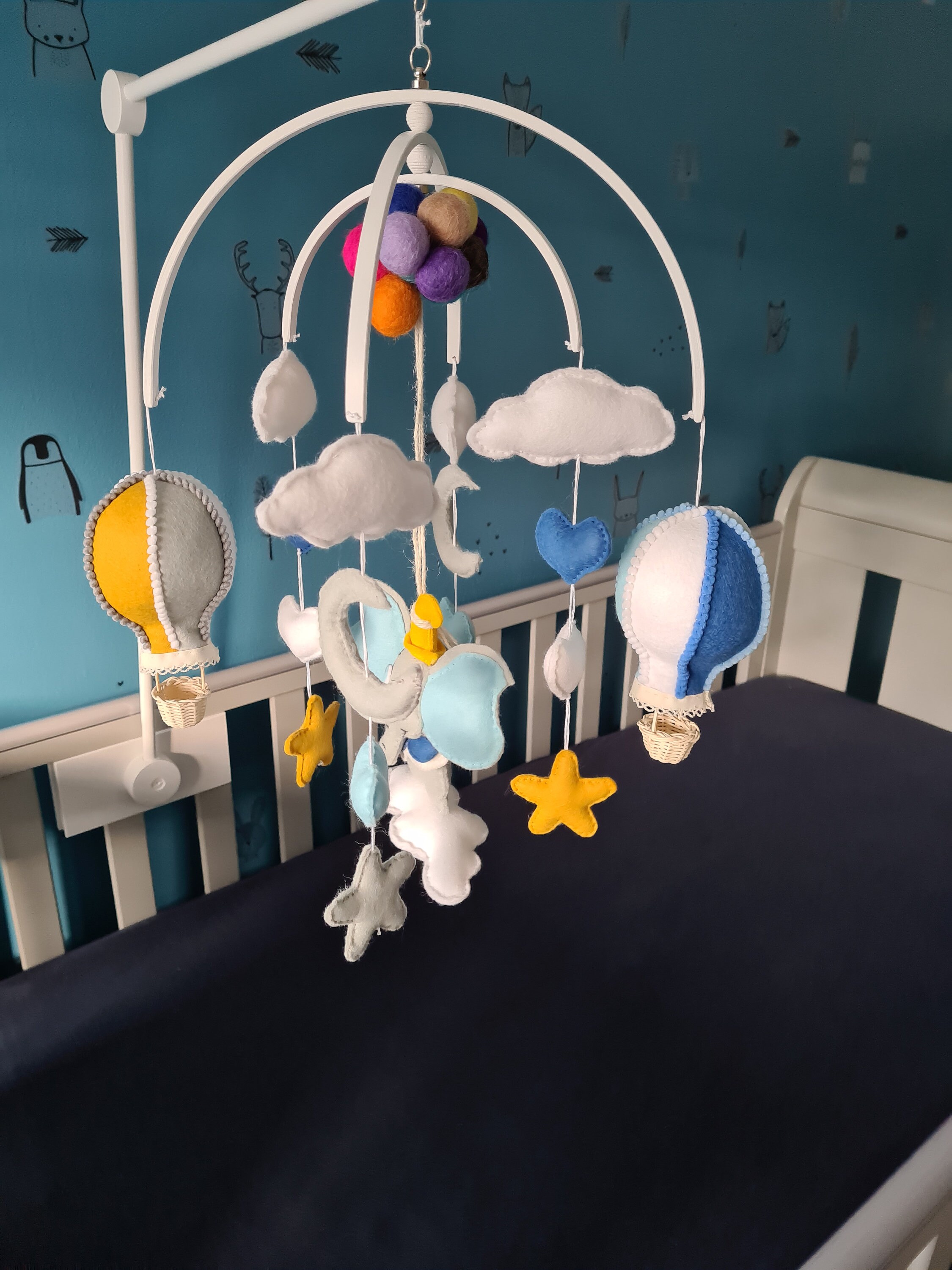 Nursery Mobile, Hanging Toys, Baby Mobile, Dumbo Mobile, Balloons, Cot