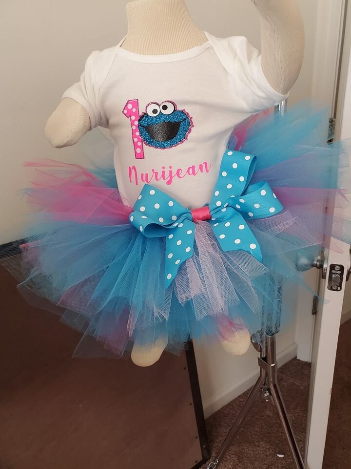 blue dress for baby girl Cookie Monster tutu set-Cookie monster tutu set-Cookie monster outfit