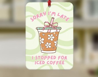 Iced Coffee Car Air Freshener, Funny Car Air Freshener, Cute Car Accessories, Funny Gifts, Funny Car Gift, Iced Coffee Lover, New Car Gift