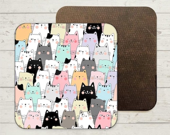 Cute Cat Coaster, Funny Gift, Funny Office Coaster, Joke Present, Cat Lover Gifts, Cat Mum Gift, Funny Quote Coaster, Cat Print Gift