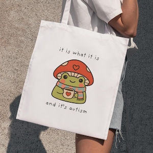 Grappige draagtas kikker, grappige draagtas, grappig memecadeau, herbruikbare boodschappentas, grappige boodschappentas, vriendschapscadeau, grapcadeaus, autismecadeaus