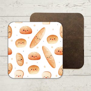 Cute Bread Print Coaster, Funny Gift, Funny Office Coaster, Joke Present, Funny Quote Coaster, Kawaii Style, Cute Coasters, Gift For Her