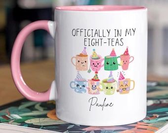 Officially In My Eight-Teas Mug, Funny 80th Birthday Gift, Friendship Gifts, Joke Present, Eighty