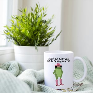 Funny Cowboy Frog Mug, Overstimulated Frog Mug, Funny Work Mug, Funny Office Mug, Funny Frog Gifts, Friendship Gift, Work Colleague Gift image 5