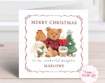 Personalised Plushie Christmas Card, Cute Christmas Teddy Card, Teen Christmas Card, Plushie Lover, Xmas Card For Her, Daughter Xmas Card